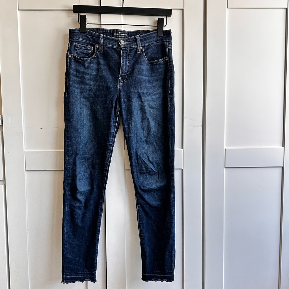 Lucky Brand Dark Wash Ankle Jeans – Size 4/27 Soft Stretch Effortless Slim Fit
